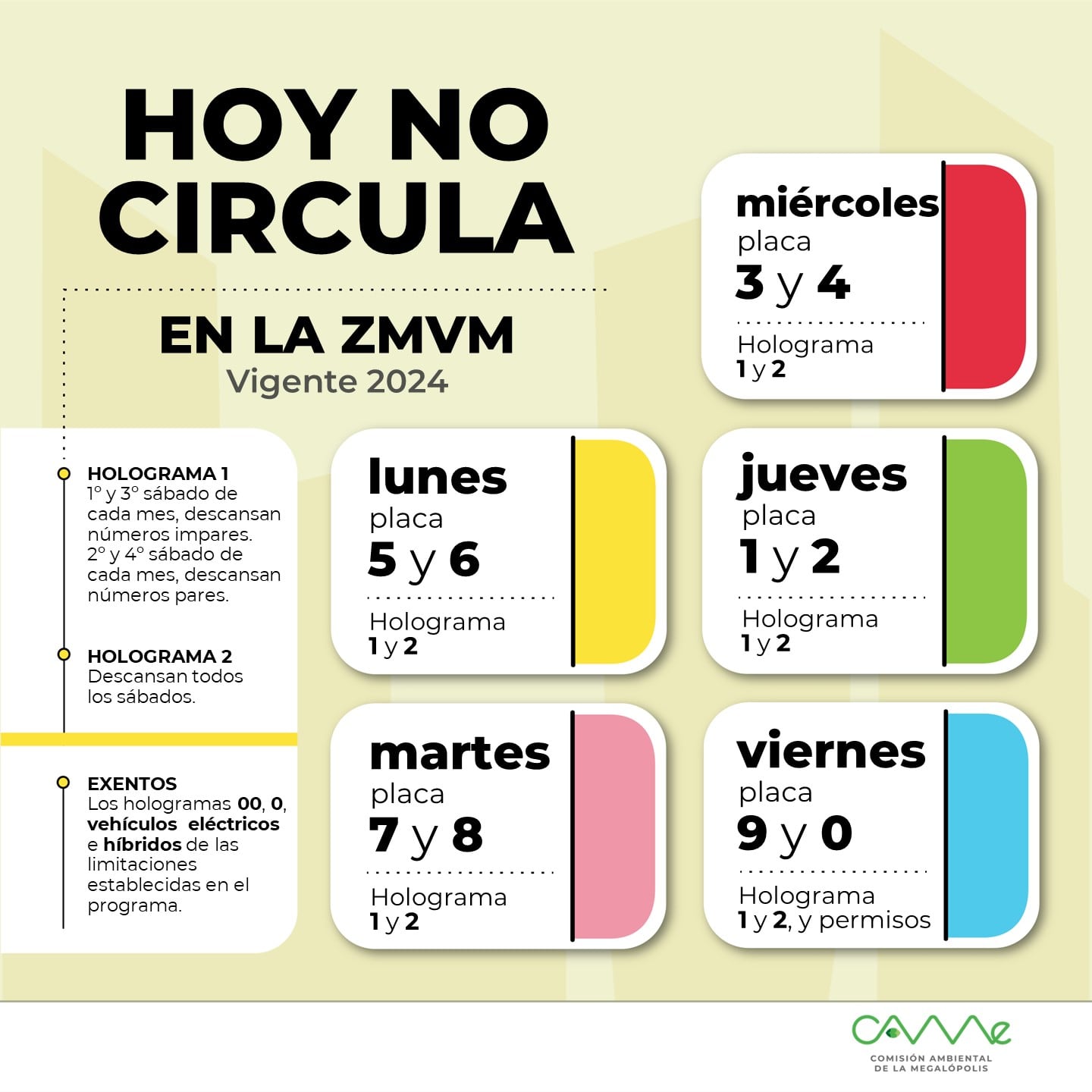 Calendario Hoy no circula