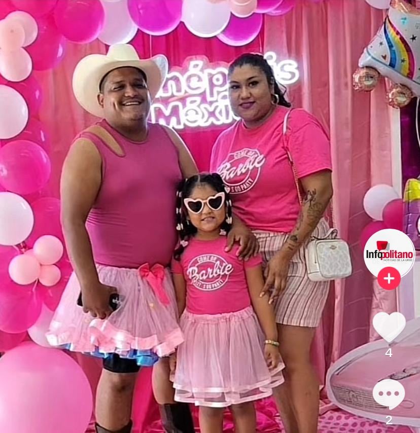 Papá se viste de rosa y con tutú para acompañar a su hija a ver Barbie