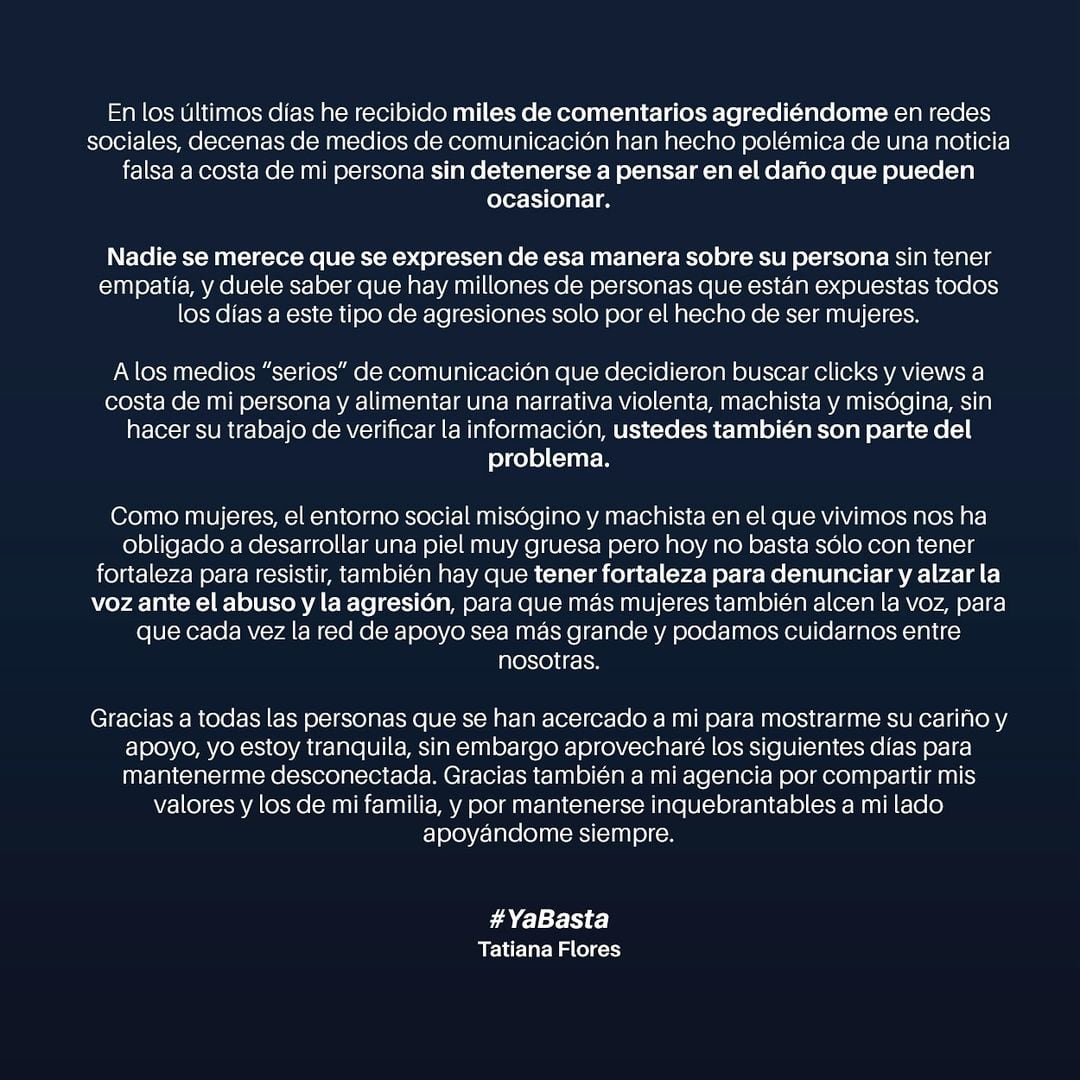 Mensaje de Tatiana Flores.