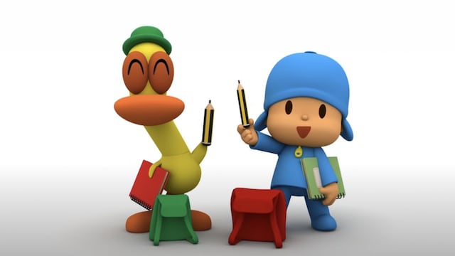 Pocoyó aprende a escribir en la escuela