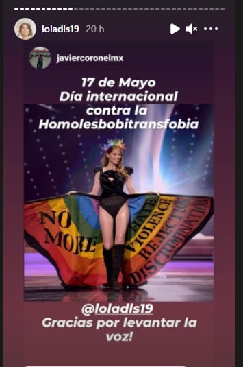 Post en Instagram sobre el vestido de Lola de los Santos.