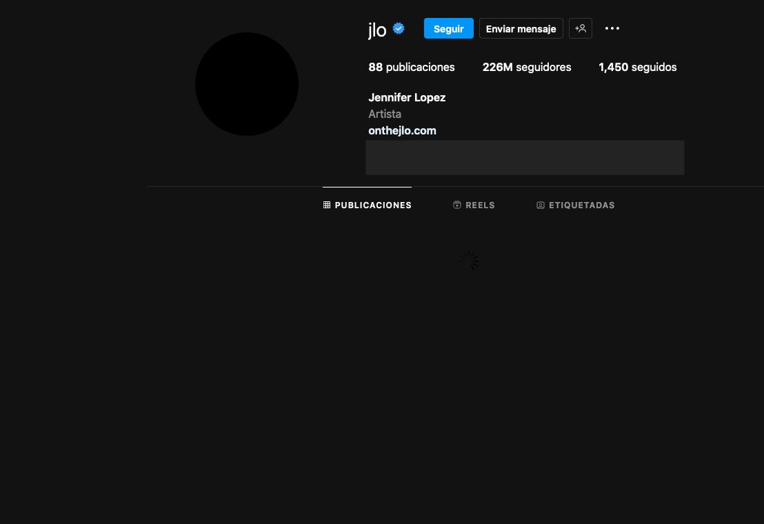 Cuenta de Instagram de Jennifer López.