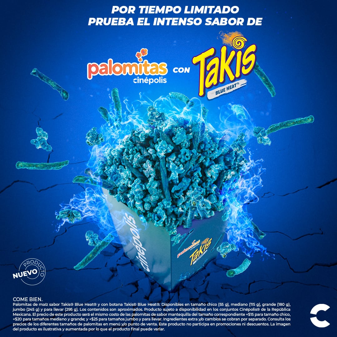 Palomitas Cinépolis Takis Blue Heat