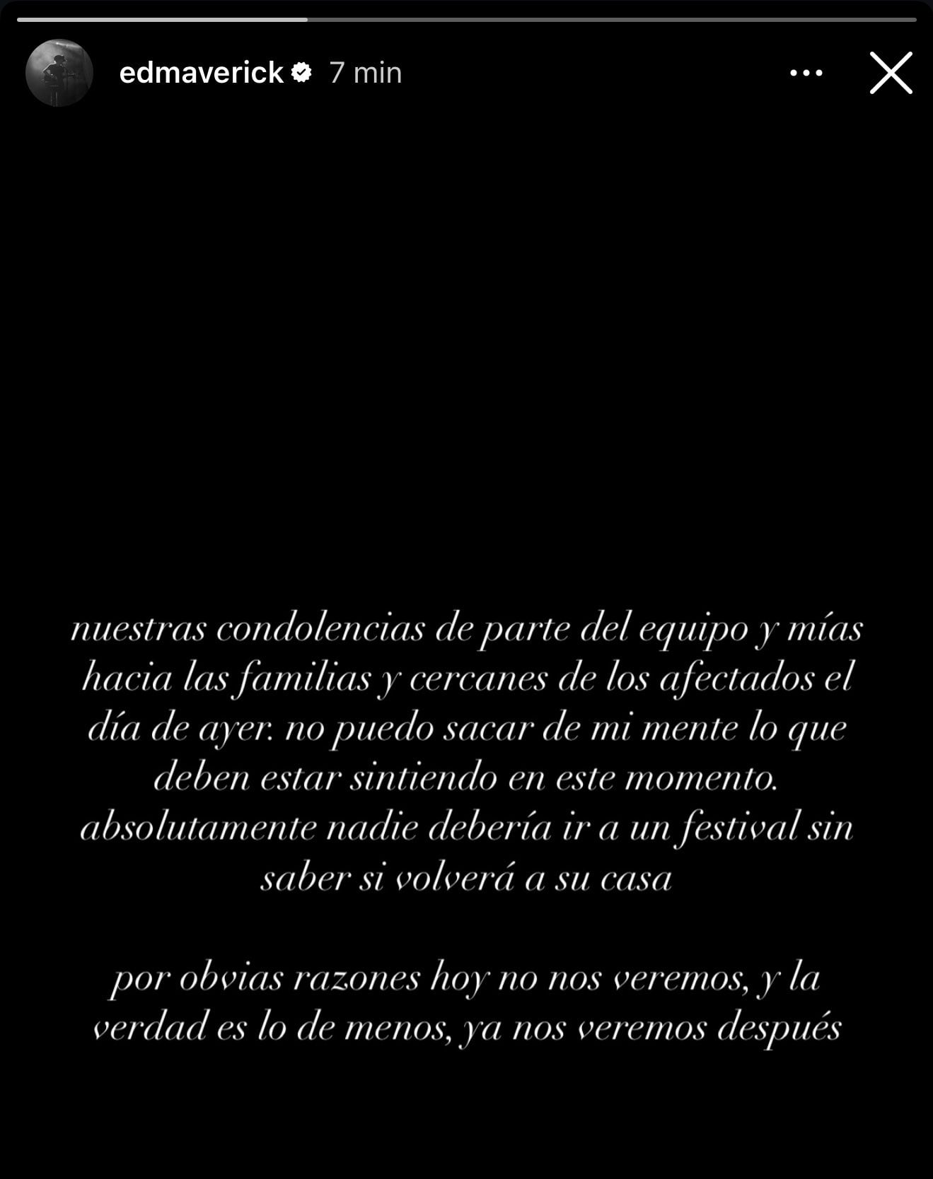 Mensaje de apoyo a las víctimas de Axe Ceremonia 2025 de Ed Maverick