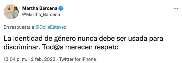 Tuit de Martha Bárcena