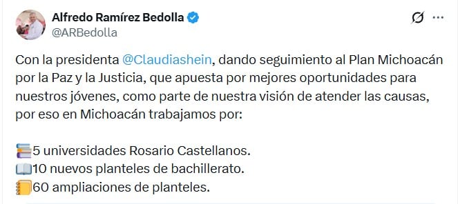Claudia Sheinbaum se reunió con Alfredo Ramírez Bedolla