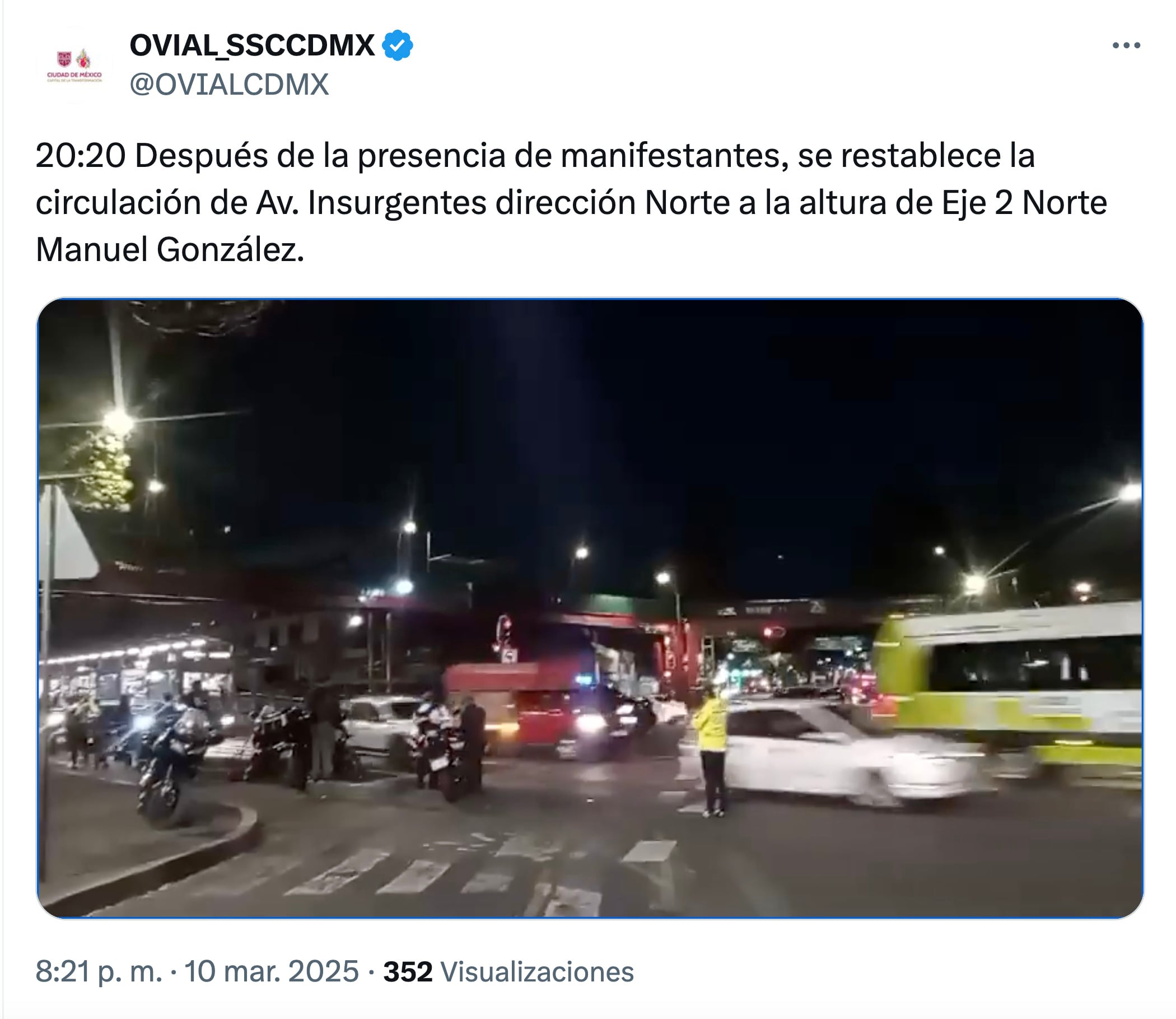 Bloqueo en Insurgentes hoy: Reabren vialidad