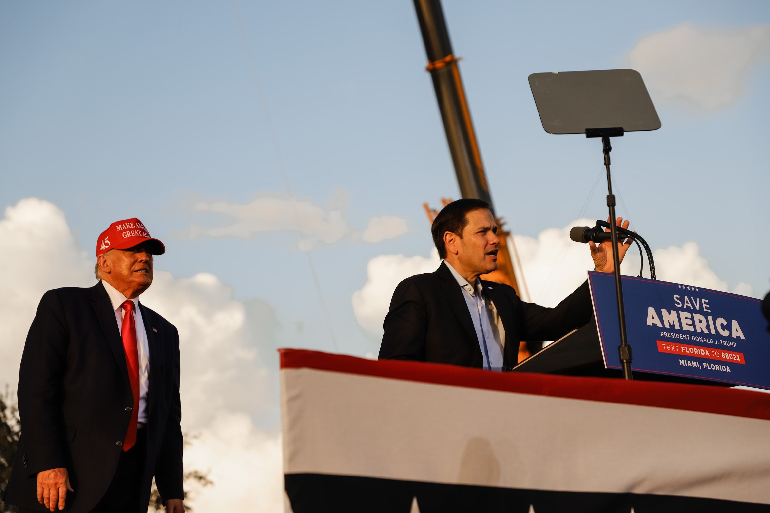 Marco Rubio y Donald Trump en un mitin de Miami, Florida