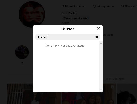 Gala Montes deja de seguir a Karime Pindter en Instagram.