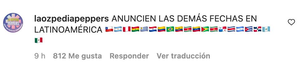 Cometarios al tour de los Red Hot Chili Peppers