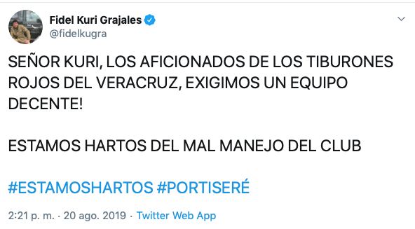 La cuenta de Fidel Kuri fue tomada