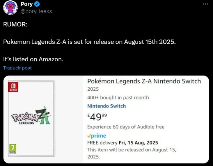 Pokémon Legends Z-A fecha de estreno
