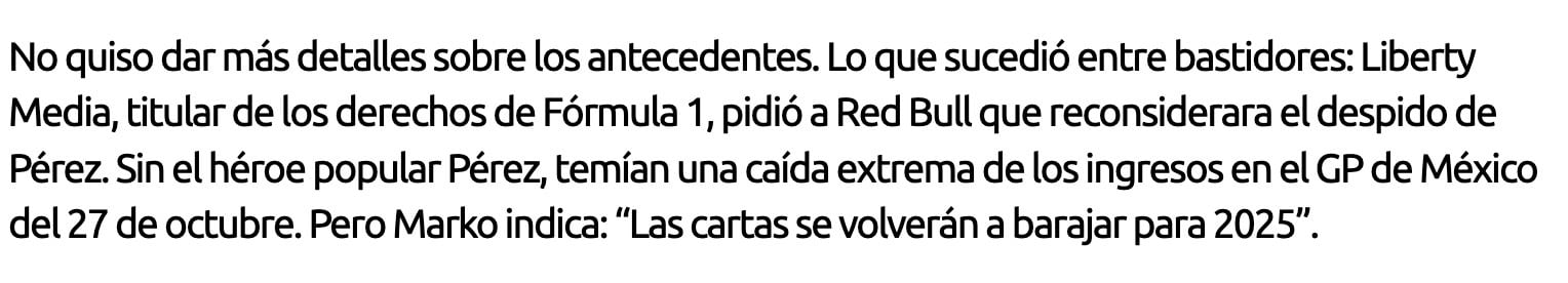 F1 Insider sobre Checo Pérez