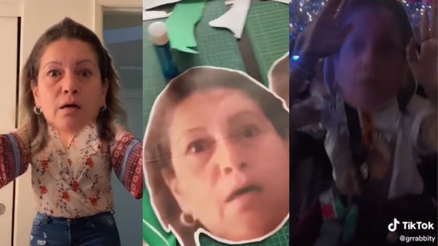 Mamá reaccionando a Safaera en TikTok llega a concierto de Bad Bunny como máscara.