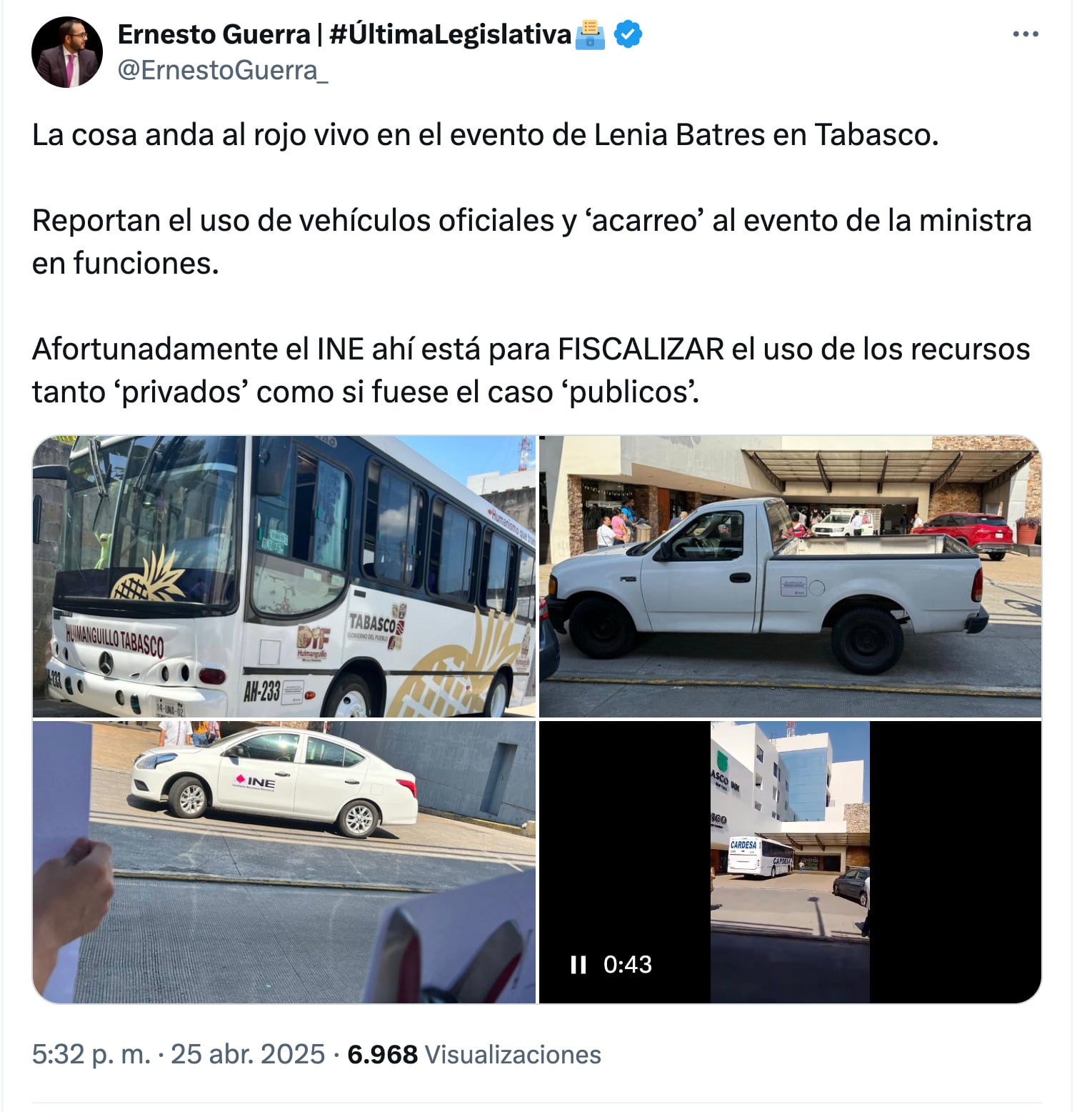 Lenia Batres en Tabasco
