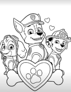 Plantillas para colorear: San Valentín y Paw Patrol
