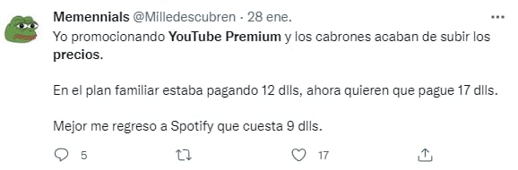 Reacción al aumento de YouTube Premium