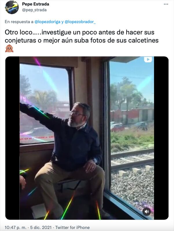 Captura del otro video de AMLO en tren para ir al AIFA/@pep_estrada
