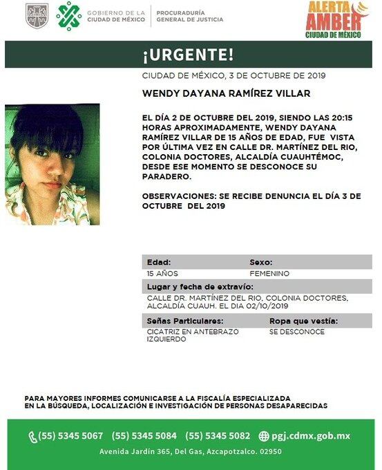 Wendy Dayana Ramírez Villar. Alerta Amber