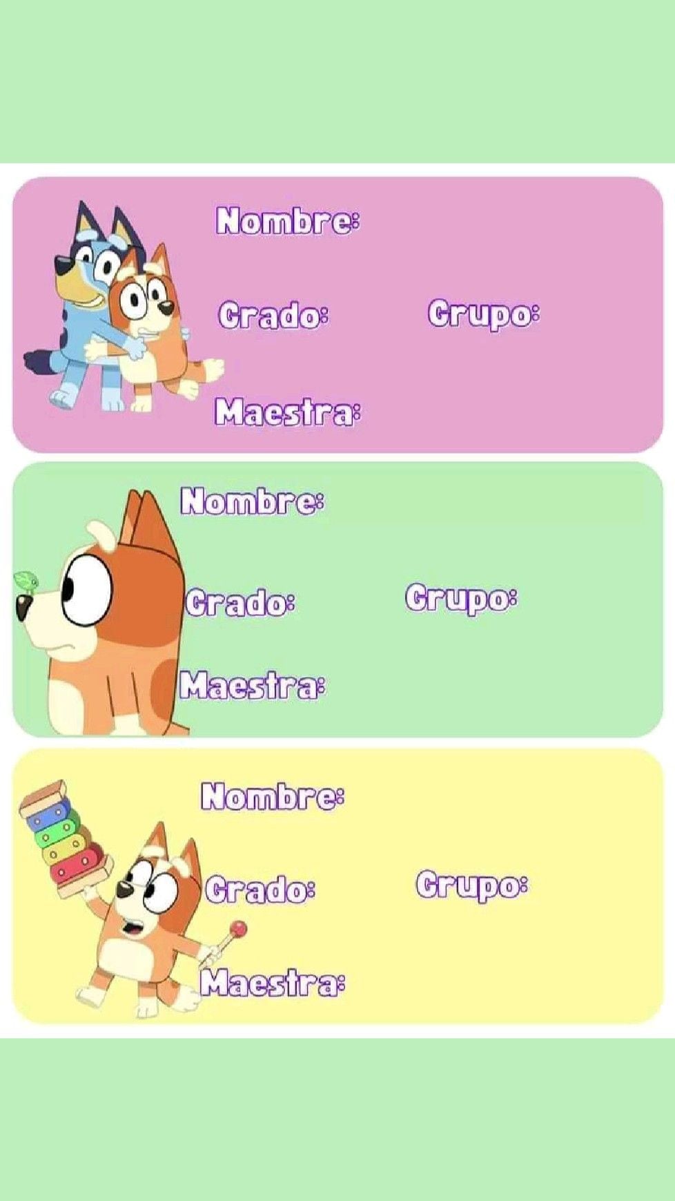 Etiquetas escolares para imprimir de Bluey: 5 bonitas plantillas para el regreso a clases 2024