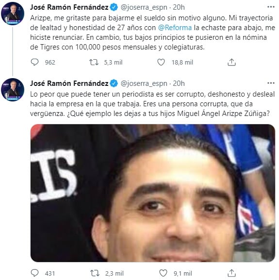 Tuit de José Ramón Fernández