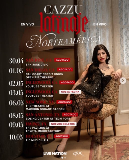 Cazzu conciertos en Estados Unidos