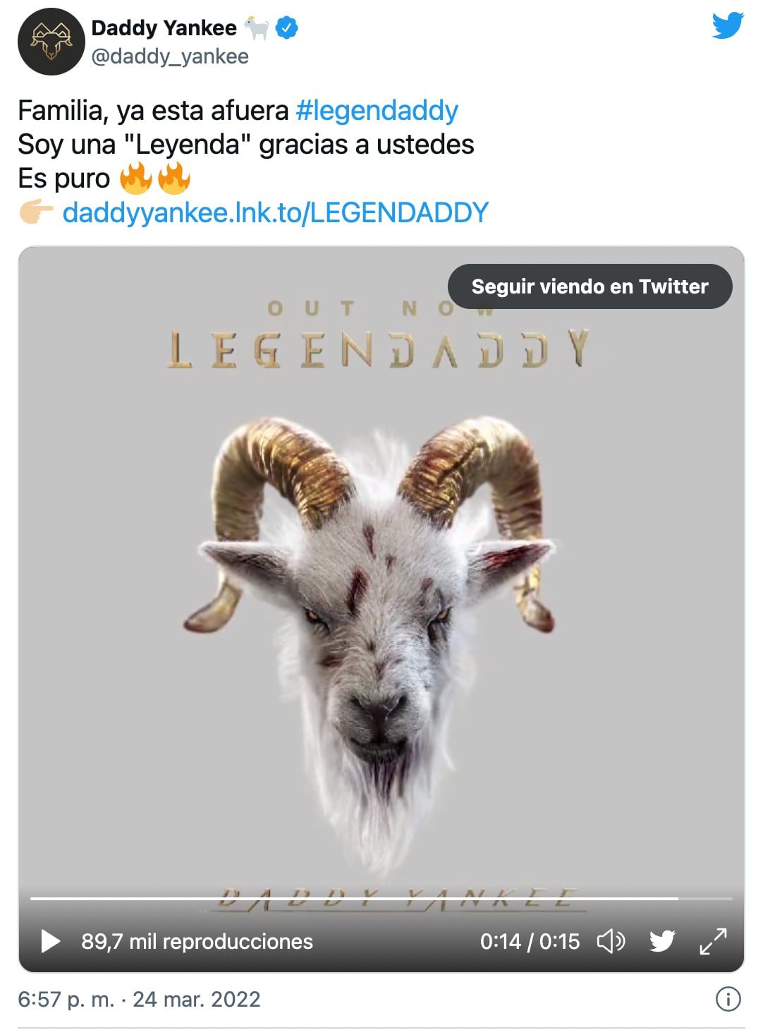 Daddy Yankee expresó su agradecimiento