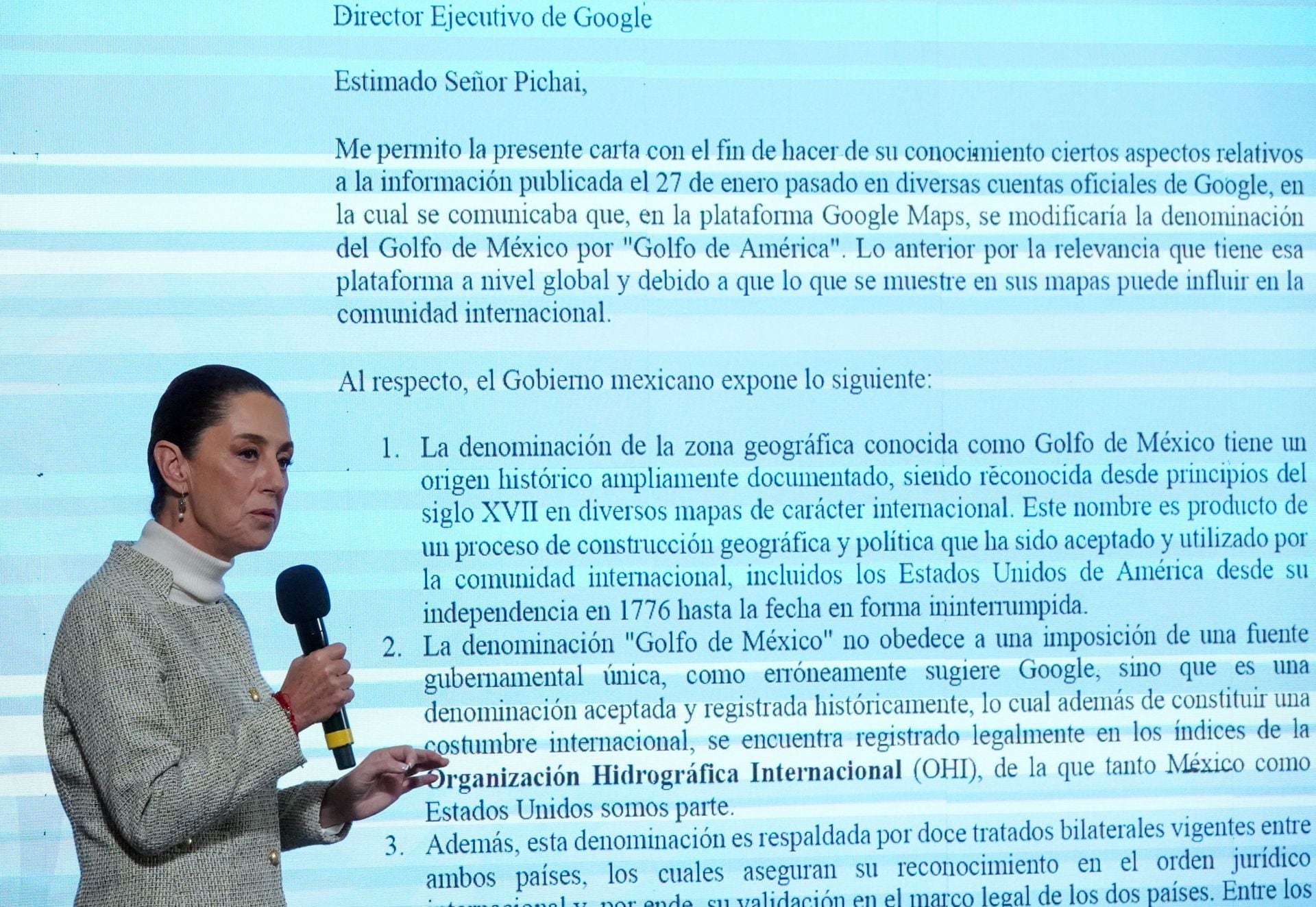 Golfo de México: Carta de Claudia Sheinbaum a Google y Google Maps