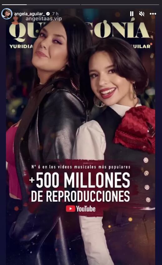 Ángela Aguilar celebra las 500 millones de reproducciones de video “Que agonía” dueto con Yuridia
