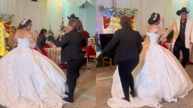 Tía pisa vestido de novia
