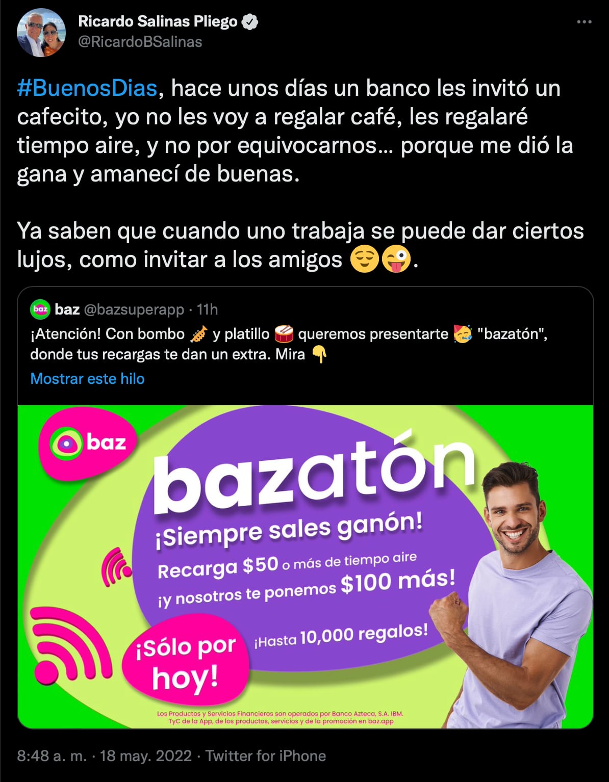 Salinas Pliego regalará tiempo aire y se burla de BBVA