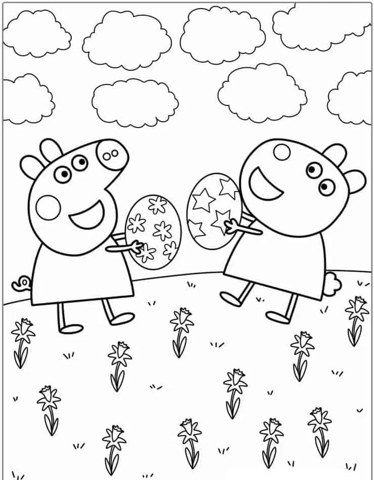 Dibujos de Peppa Pig de Pascua para colorear antes de Semana Santa