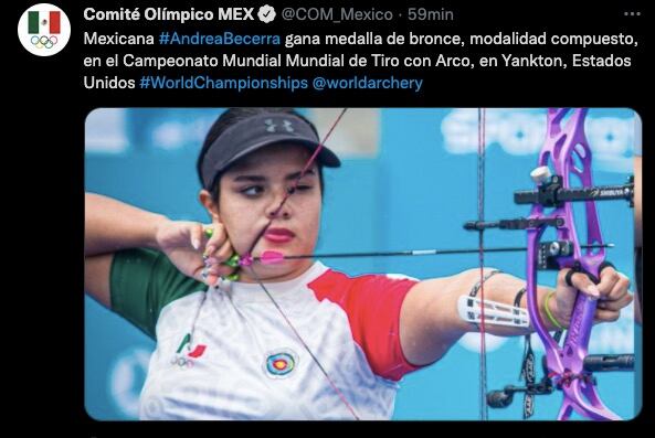 Andrea Becerra se colgó el bronce en el Campeonato Mundial de Tiro con Arco.
