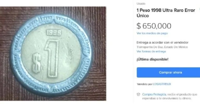 Esta moneda de 1 peso vale 650000 pesos por estas razones