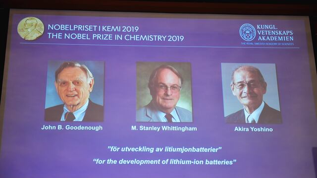 Nobel de Química a John B. Goodenough, M. Stanley Whittingham y Akira Yoshino.