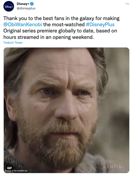 'Obi-Wan Kenibi' es la serie más reproducida en Disney+