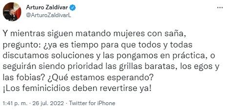 Arturo Zaldívar sobre feminicidios