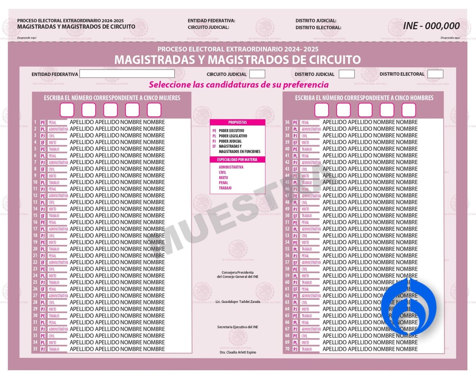 Elecciones 2025 Poder Judicial; boletas