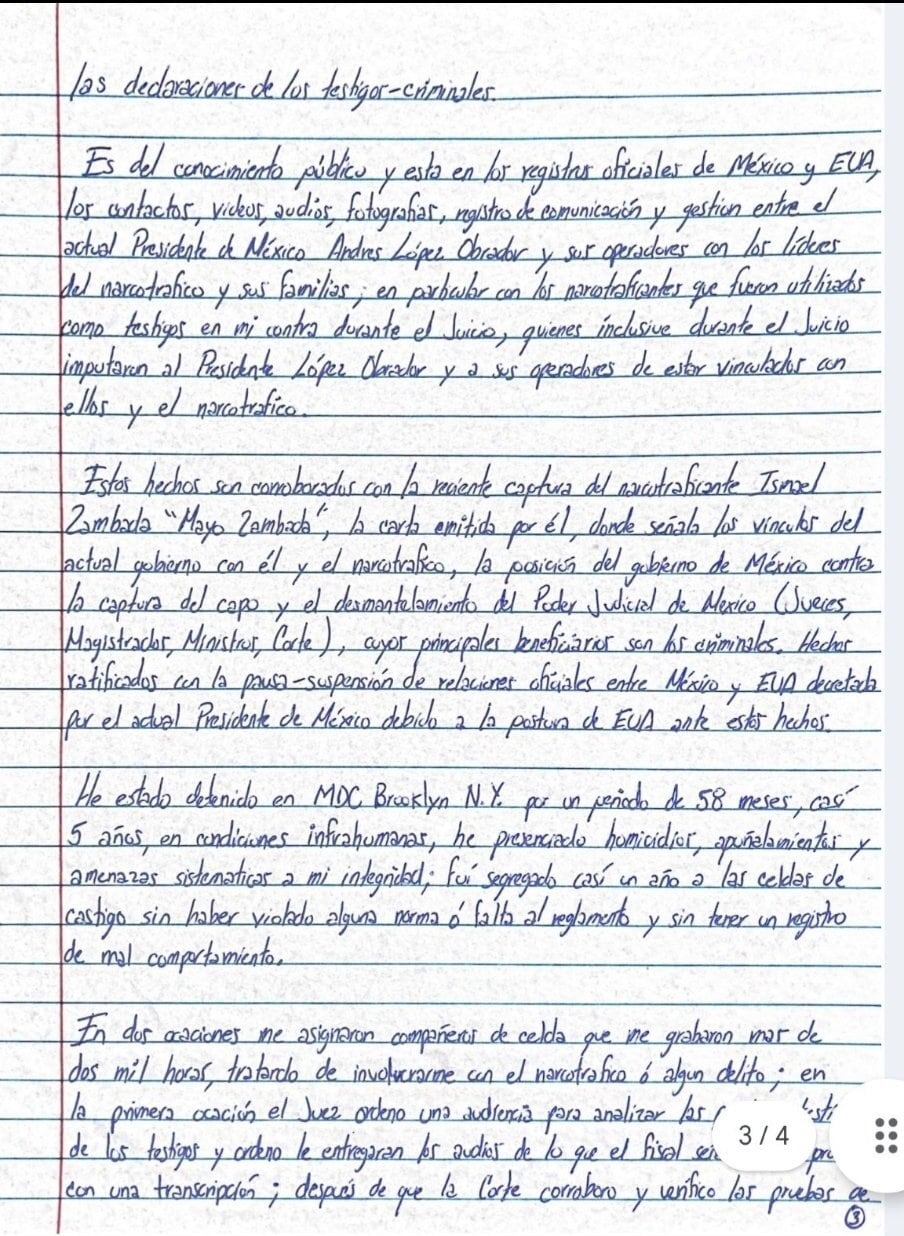 Carta de Genaro García Luna