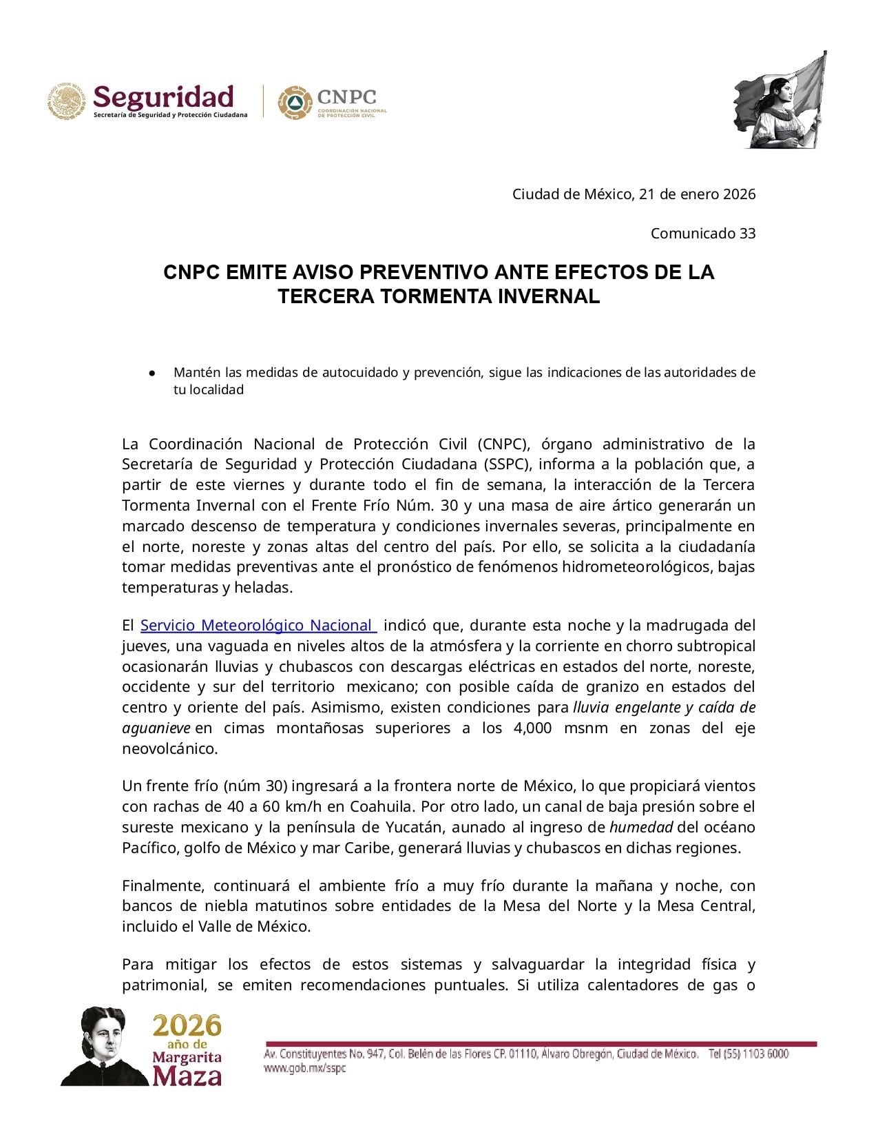 Llega la tercera tormenta invernal con lluvias, heladas y frío intenso