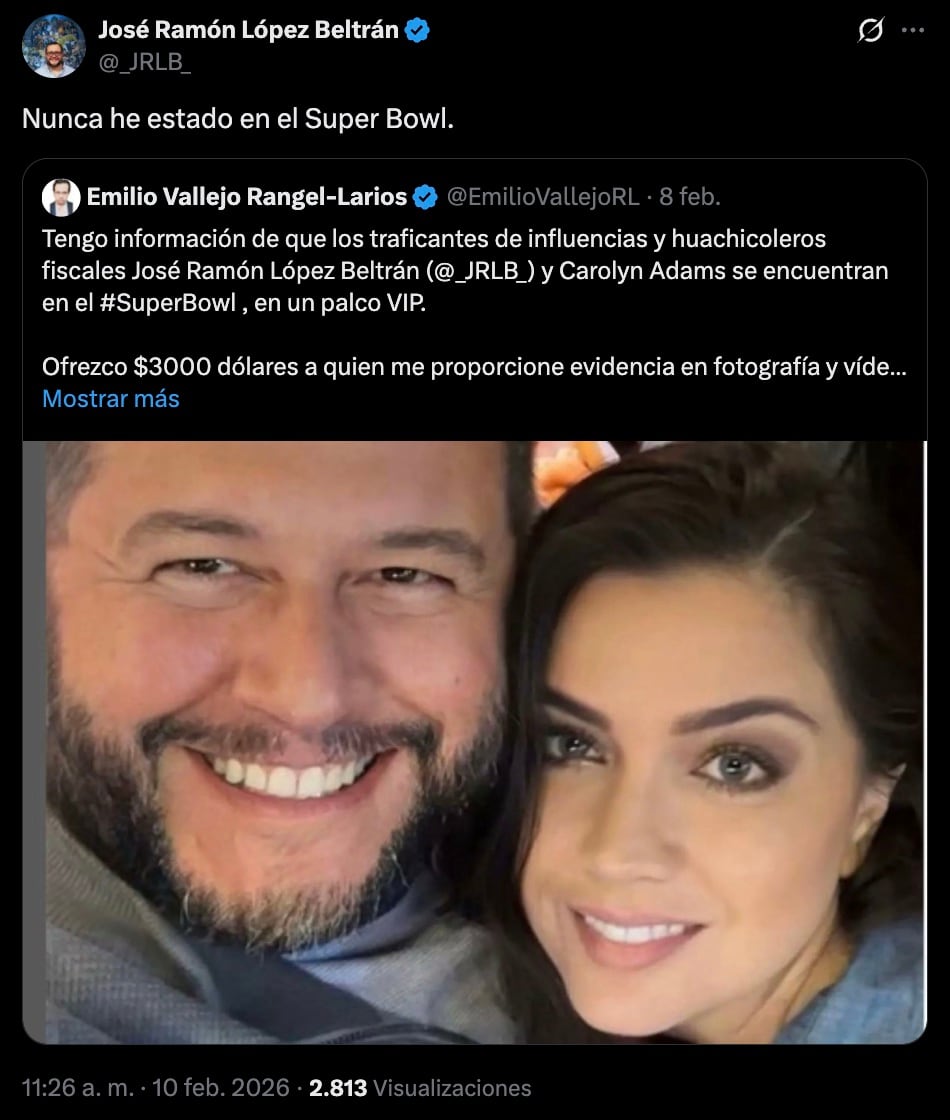 José Ramón López Beltrán desmiente asistencia al Super Bowl