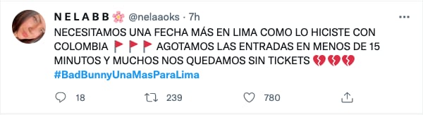 Publicación de Twitter #BadBunnyUnaMasParaLima