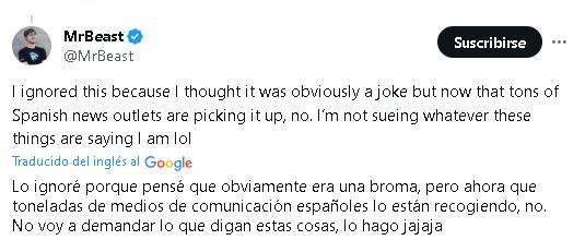 Mr Beast habla de la demanda a EnchufeTV.