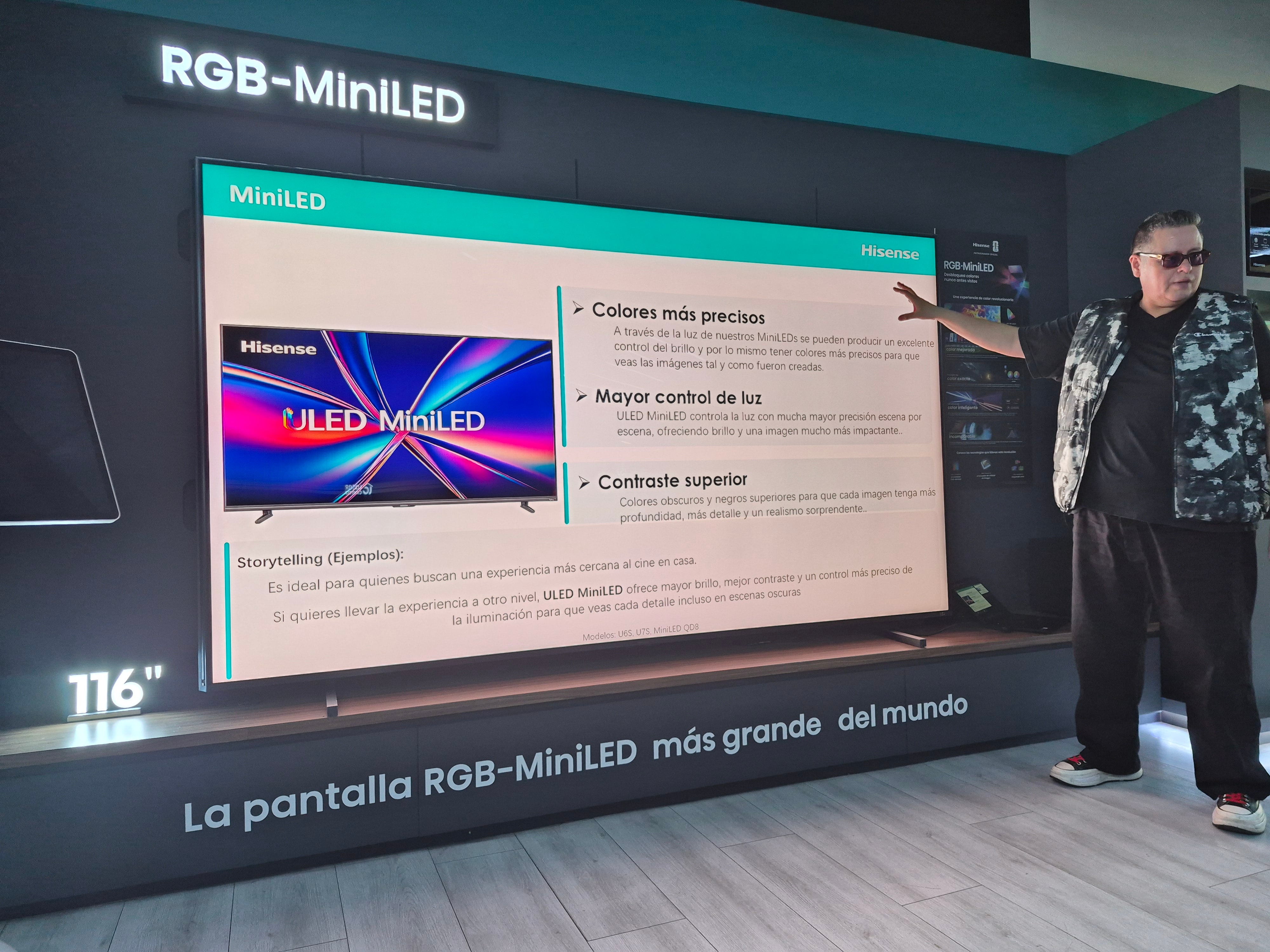 Pantalla Hisense de 116 pulgadas la más grande del mundo con tecnología RGB-mini-LED