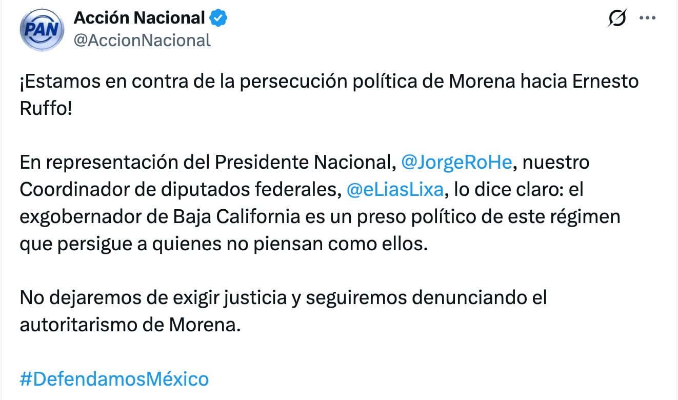 PAN y Somos México instalan comité por la libertad de Ernesto Ruffo en Baja California