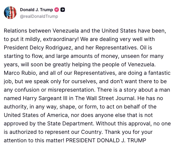 Donald Trump se jacta de la extraordinaria relación que existe entre Estados Unidos y Venezuela