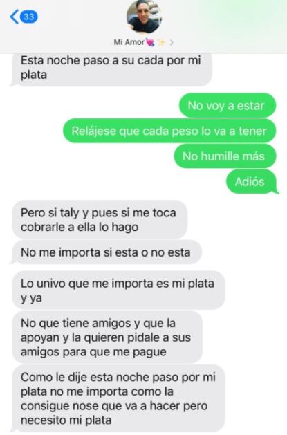 Mensajes del exnovio