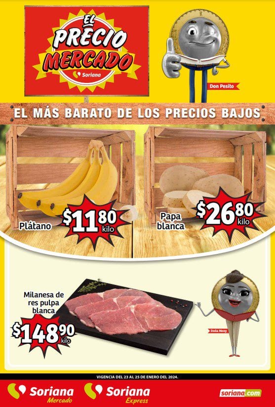 Estos son los mejores precios de Ofertas Soriana Mercado 24 y 25 de enero 2024