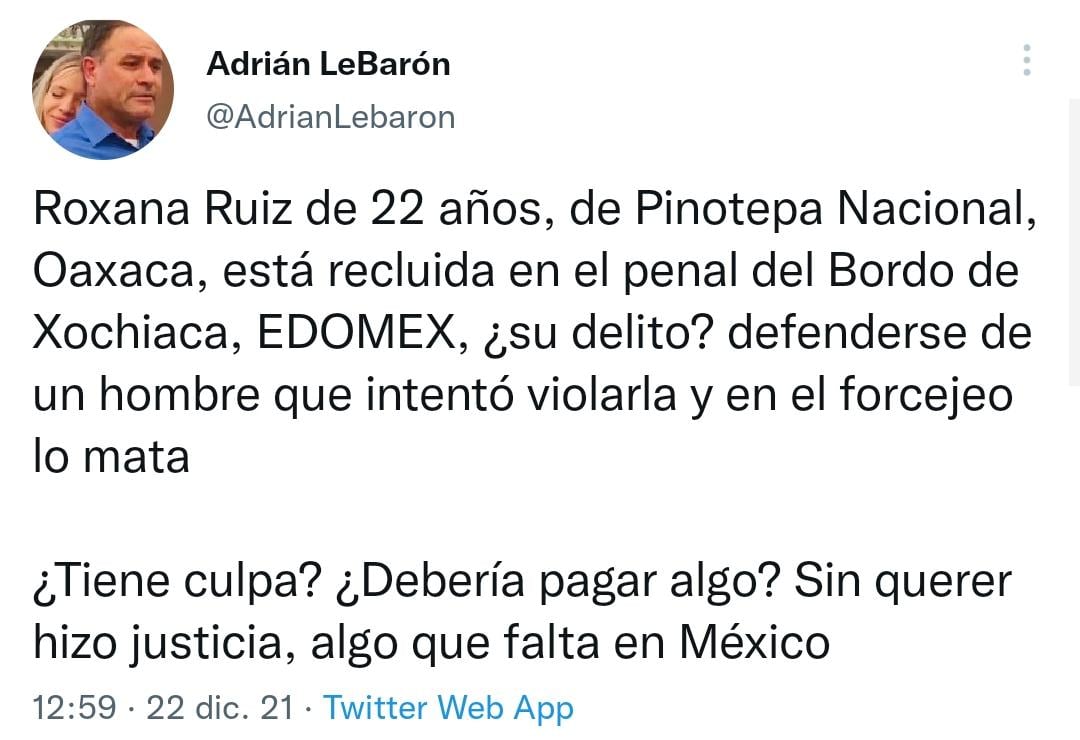 Adrián LeBarón en Twitter