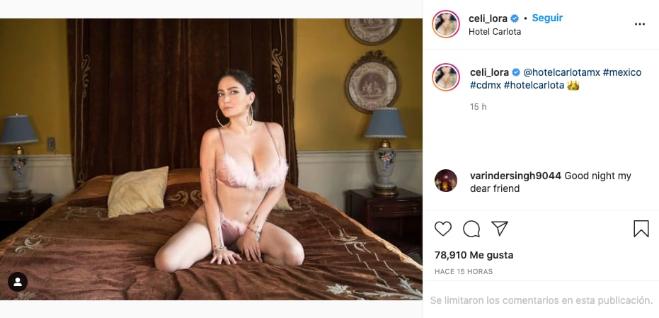 Celia Lora en posa lencería para Instagram
